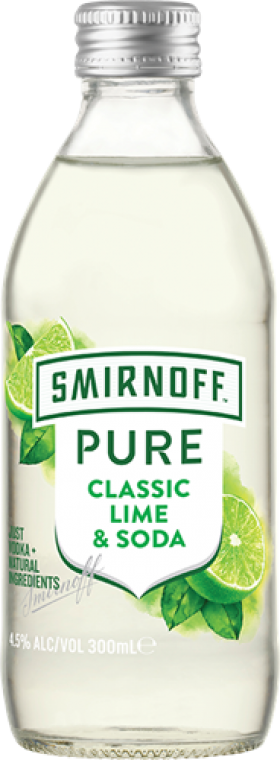 Smirnoff Pure Classic Lime and Soda Bottles 300ml