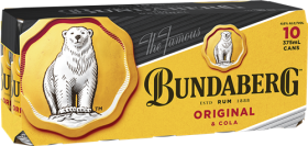 Bundy and Cola Cans 10pk 375ml